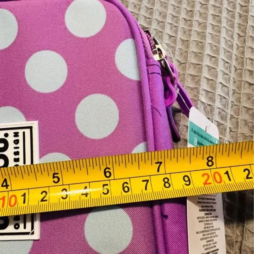 Purple Polka Dot Pencil Case Cosmetic Bag Travel Organizer NWT
